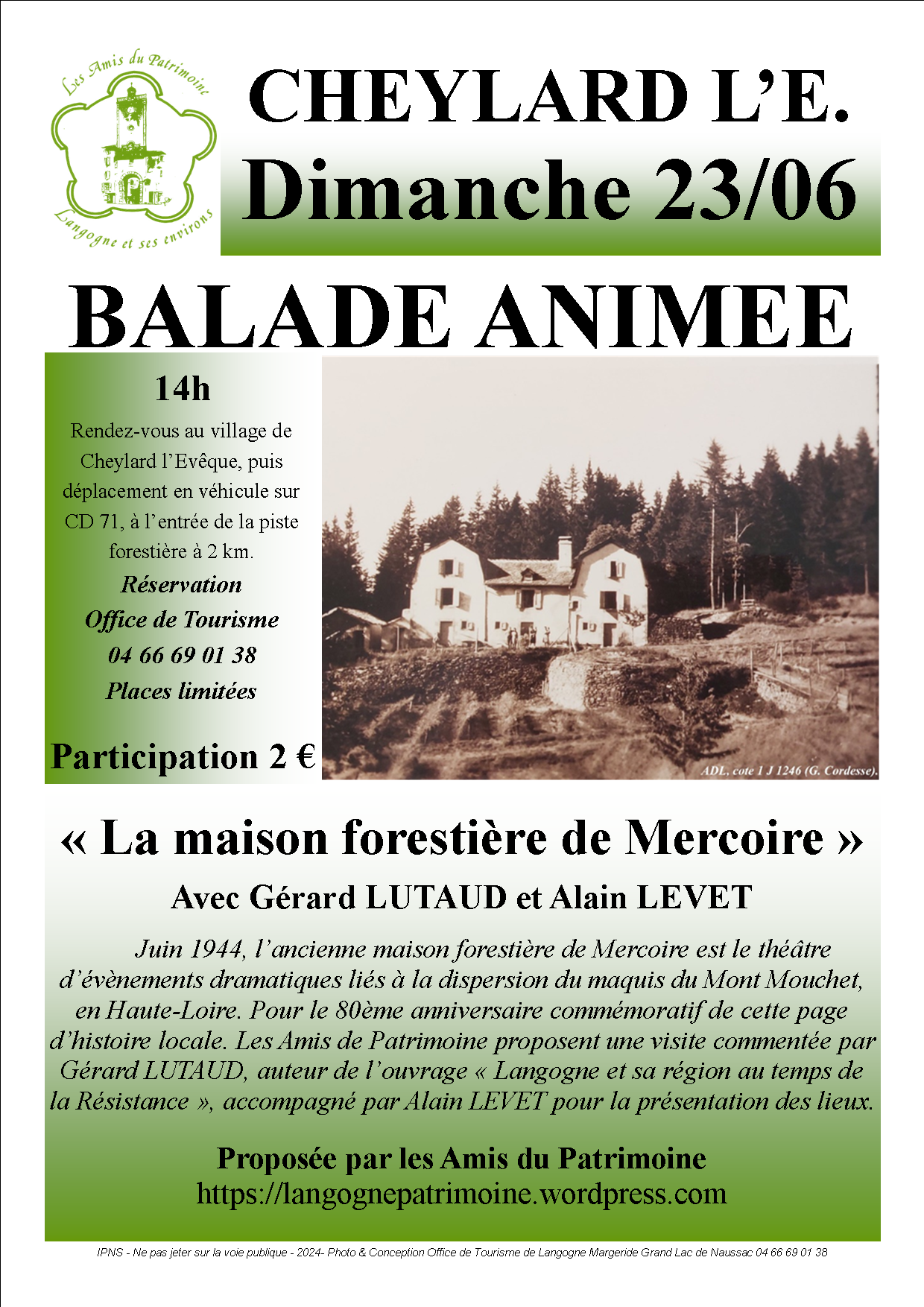 Affiche de la balade animée au Cheylard l'Évêque le 23 juin