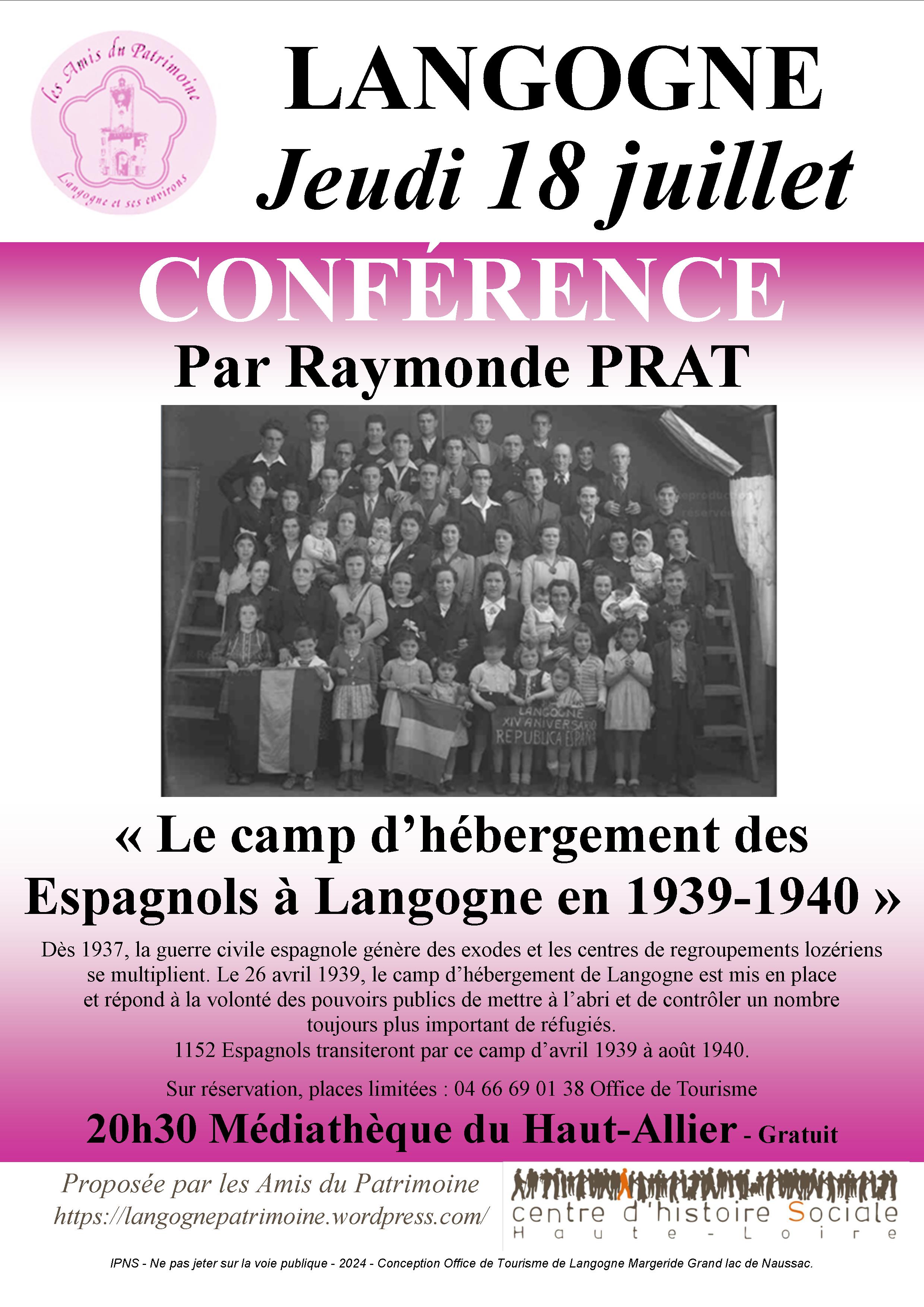 Affiche de la conférence du 18 juillet à Langogne