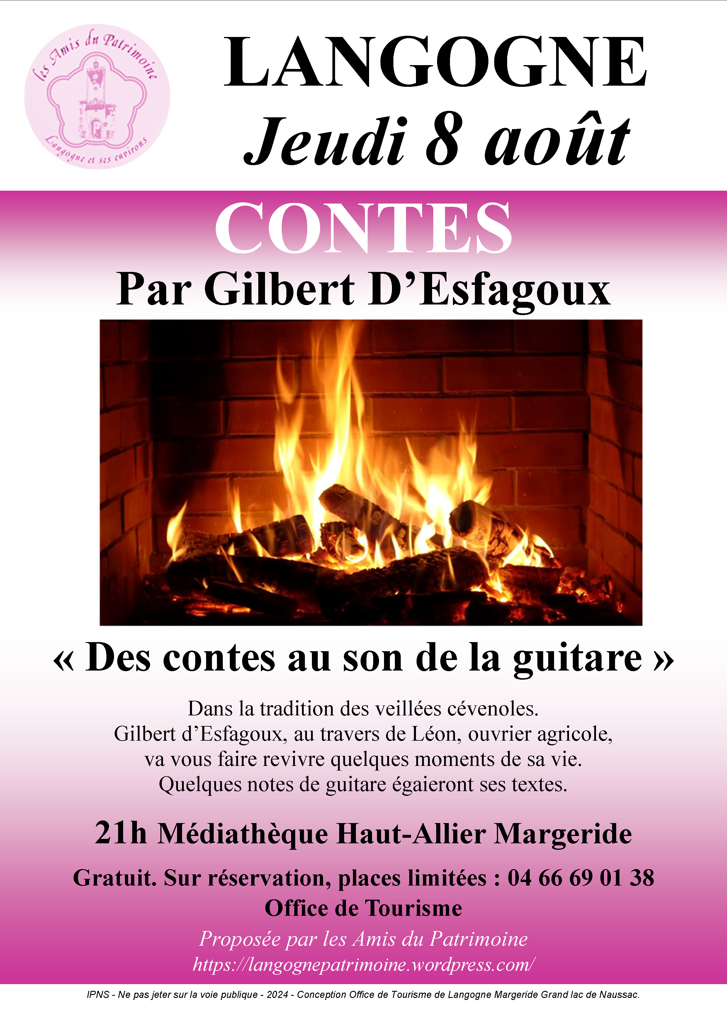 Affiche des contes à la médiathèque le 8 août