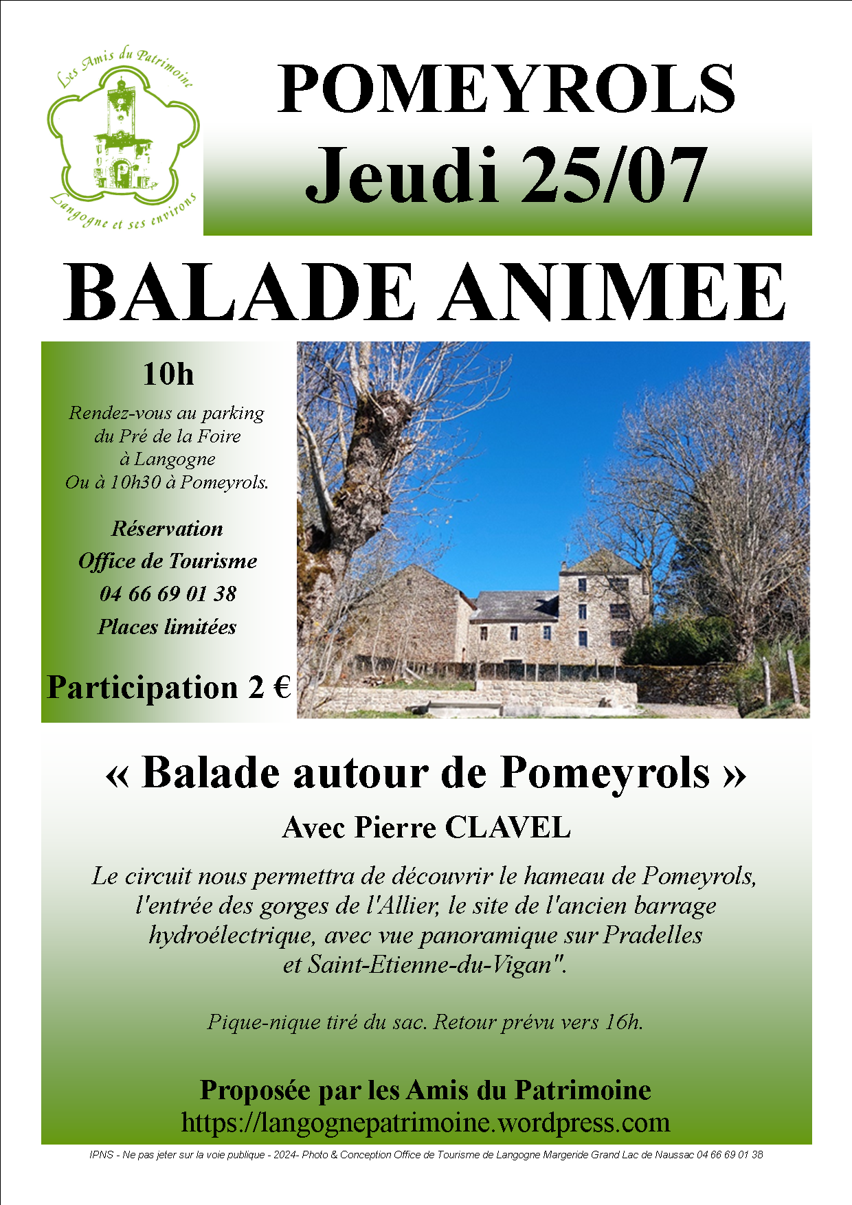 Affiche de la balade à Pomeyrols le 25 juillet