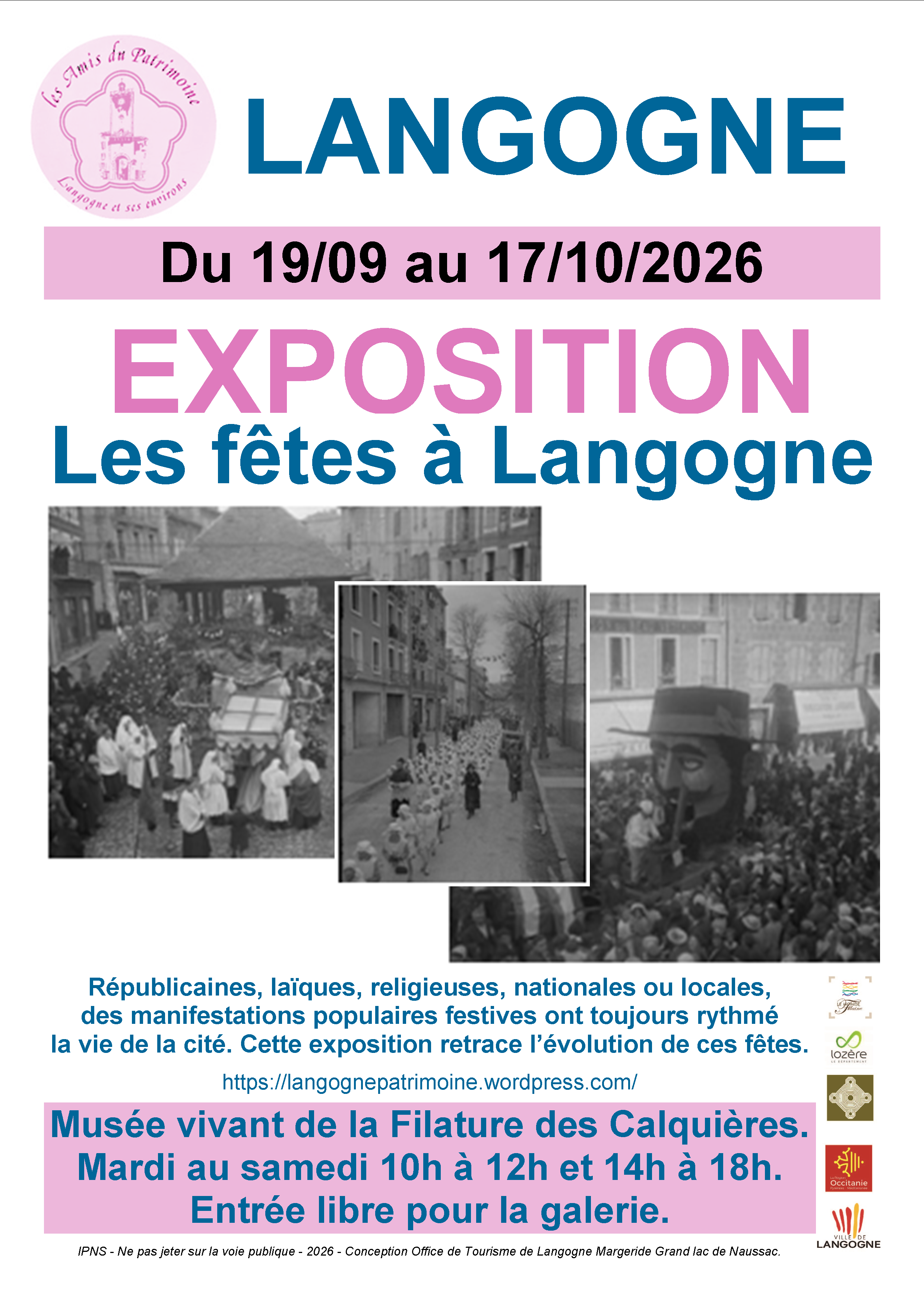Affiche de l'exposition Les fêtes à Langogne, du 19 septembre au 17 octobre 2026
