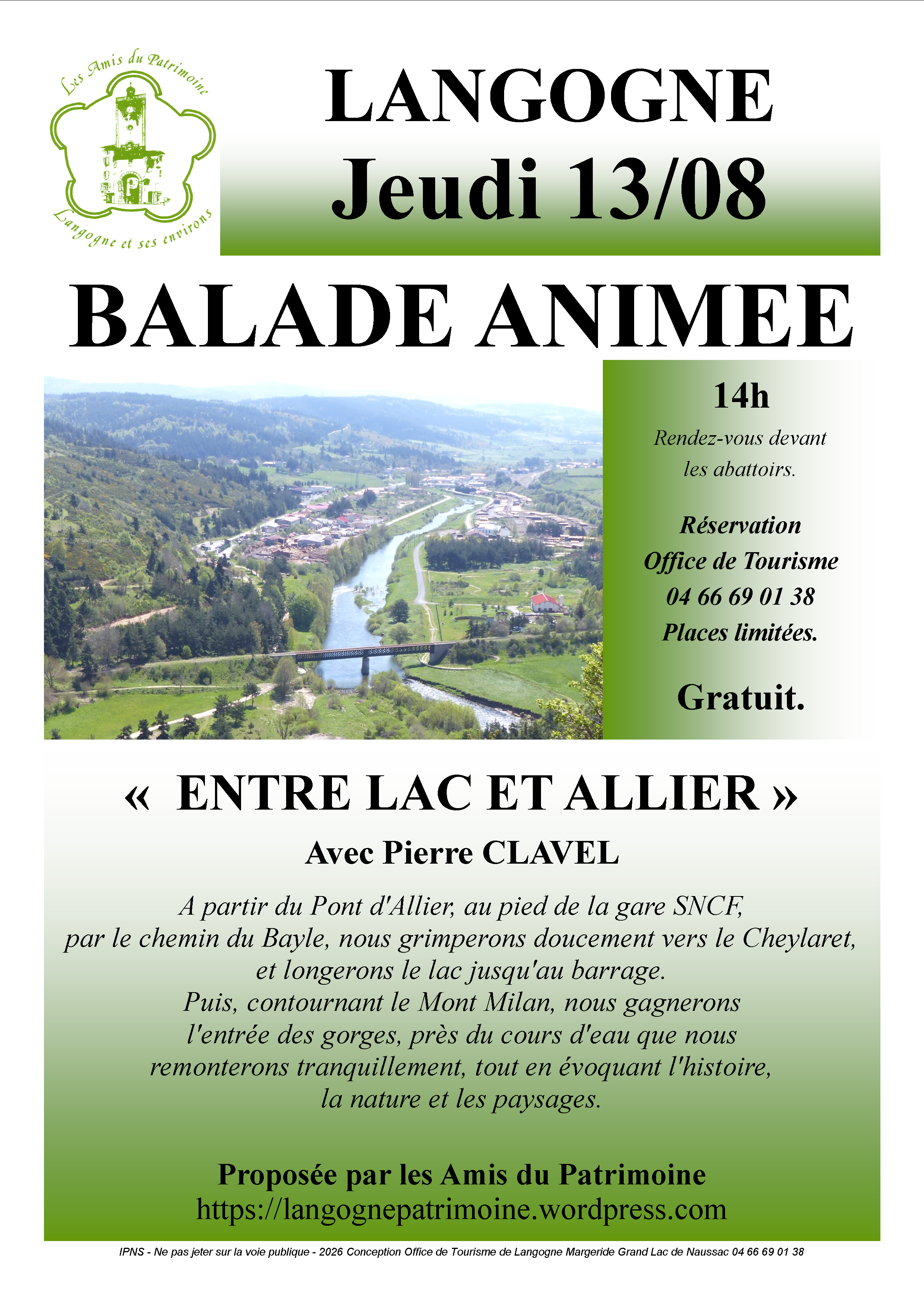 Affiche de la balade Entre lac et Allier, le 13 août 2026 à Langogne