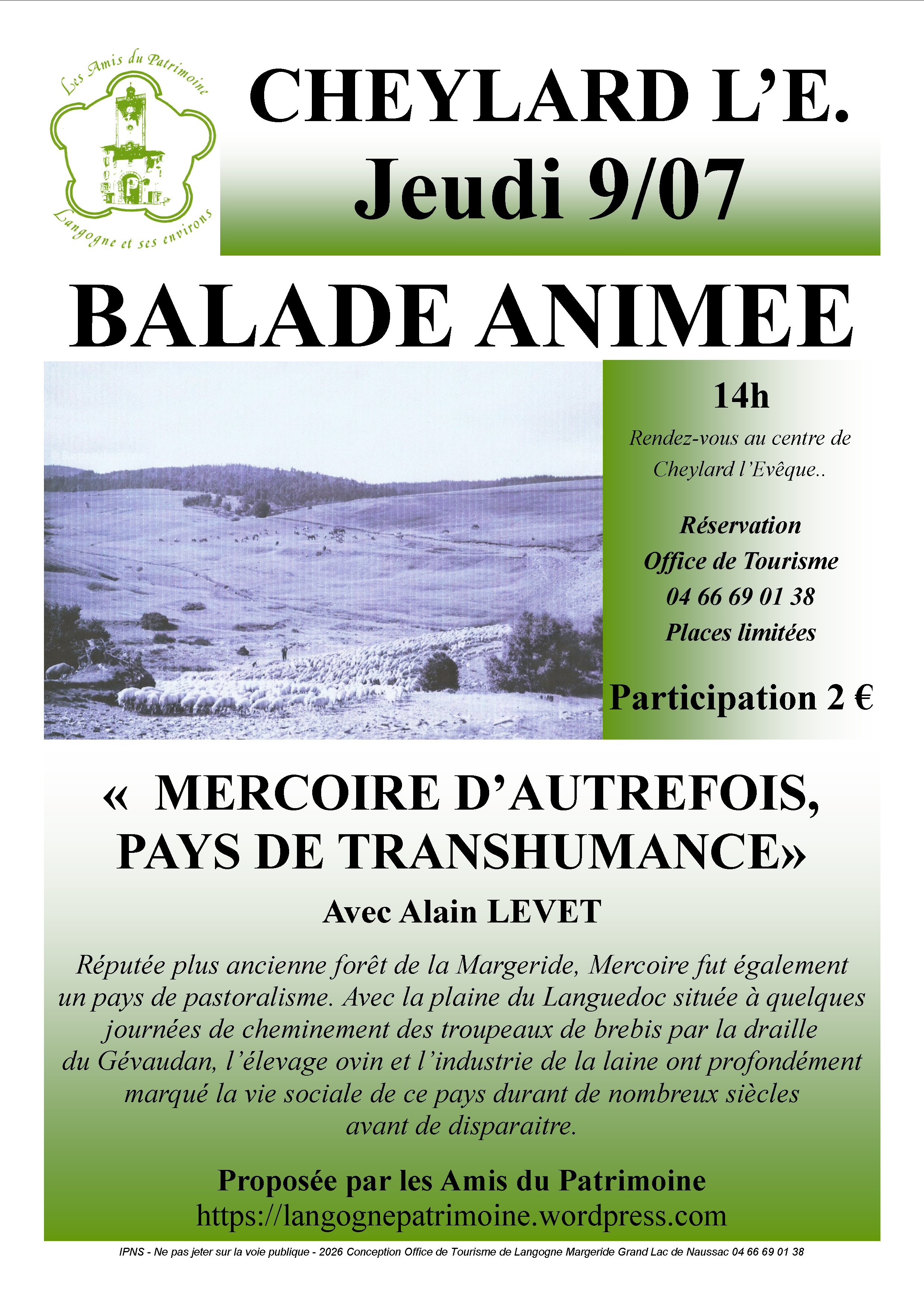 Affiche de la balade Mercoire d'autrefois, le 9 juillet à Cheylard l'Évêque